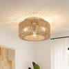 DAKAFUL Boho Rattan Flush Mount Ceiling Light,Hand-Woven Light Fixture for Living Room/Bedroom (3-Light&Gold) - 2 of 4