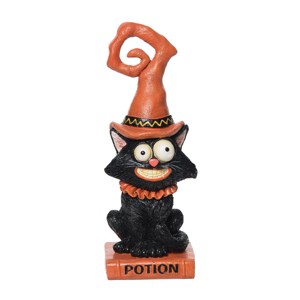 Gallerie II 2.9" x 7.9" Orange Hat Cat Happy Silly Halloween Decorative Figure Figurine - 1 of 4