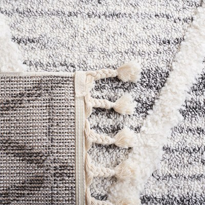 Gray Diamond Braided Shag Rectangular Area Rug