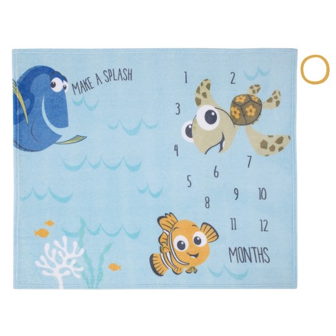 Disney Finding Nemo Blue Make A Splash Super Soft Photo Op Milestone Baby Blanket Target