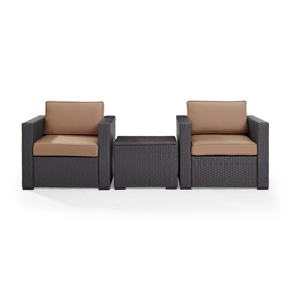 Photos - Garden Furniture Crosley Biscayne 3pc Outdoor Wicker Seating Set - Mocha  