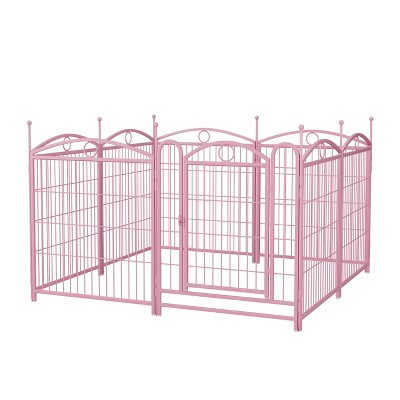 Akoasm 32 inch 8 Panels Heavy Duty Dog Fence Puppy Pen for Large Medium Small Dogs-Pink