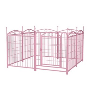 Akoasm 32 inch 8 Panels Heavy Duty Dog Fence Puppy Pen for Large Medium Small Dogs-Pink - 1 of 4