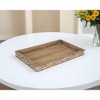 HomeRoots 17" Brown Distressed Finish Wood Tray With Side Carvings - 2 of 4