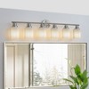 39" Modern 6-Light Vanity Wall Sconce, Brushed Nickel Finish with Frosted Glass Shades for Bathroom or Hallway Lighting (No Bulbs) - 3 of 4