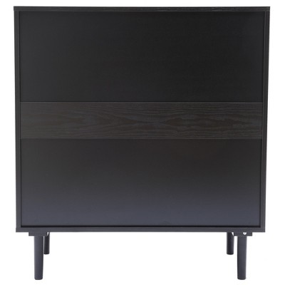 Black and Brown Wood 2-Door Freestanding Storage Cabinet