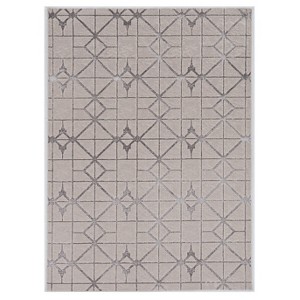 HomeRoots 3' X 5' Ivory And Brown Geometric Area Rug - 1 of 4