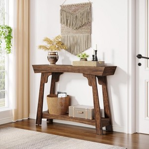HDZNVF 41 Inch Wood Console Table Behind Couch, 2-Tier Small Entryway Table with Storage, Farmhouse Narrow Sofa Table - 1 of 4