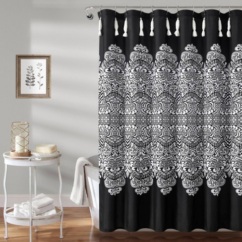 72"x72" Boho Medallion Shower Curtain Black - Lush Décor : Target