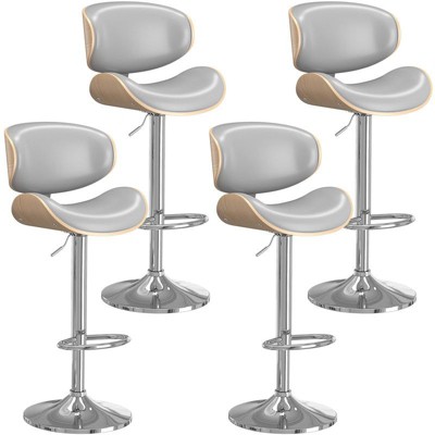 Gikpal Barstools, Adjustable Bentwood Barstools, Modern PU Leather Upholstered Bar Chair with Back and Footrest, for Bar, Dining Room