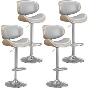 Gikpal Barstools, Adjustable Bentwood Barstools, Modern PU Leather Upholstered Bar Chair with Back and Footrest, for Bar, Dining Room - 1 of 4