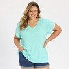 Women's Plus Size Summer V Neck Tulip Sleeve Loose Solid Basic Casual T Shirts - GRACE & GRANDEUR - 4 of 4