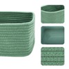 Aoibox Small Green Cotton Rope Storage Baskets Set of 3 Shallow Decorative Organizer Bins for Closet and Shelf - 3 of 4