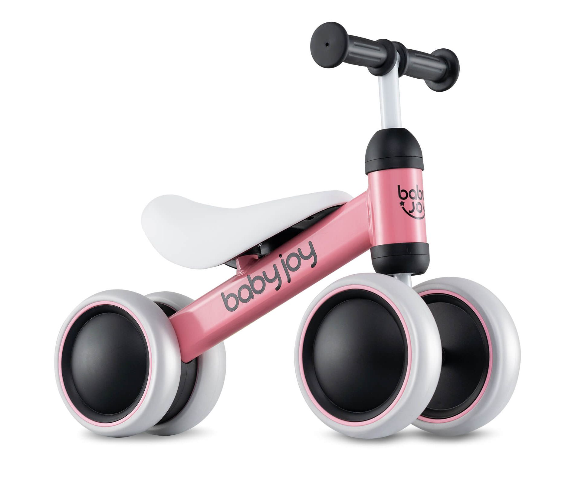 Babyjoy 4 Wheels Baby Balance Bike for 2 Years Old Boys Girls with Soft Seat Ride On Toy Pink