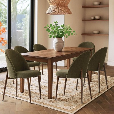 Set of 6  Modern Upholstered Dining Chairs with Walnut Metal Legs Armless Kitchen Chairs for Dining Room,Living Room,Indoor Furniture-Tanpinhause