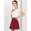 INSPIRE CHIC Women's Faux Suede Button Front A-Line High Waisted Mini Short Skirt - 3 of 4