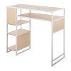 Display Farmhouse Bar Height Table with Storage Space in White Metal and Natural Wood by LumiSource - 4 of 4