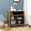 HOMCOM Industrial Kitchen Storage Cabinet, Sideboard Floor Accent Cabinet with Metal Doors and Adjustable Shelves for Living Room, Dark Wood Grain - 3 of 4