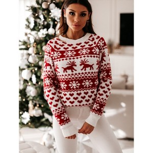 Womens Ugly Christmas Sweater Funny Santa Funny Xmas Holiday Party Knitted Pullover - 1 of 4
