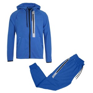 Galaxy R.P. Collection Men's Modern Fit  Full Zip Tech Fleece Hoodie and Jogger 2-Piece Set with Reflective Trim Design - 1 of 1