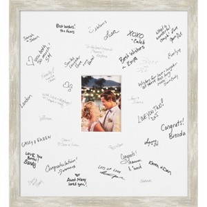 Cracked Metallic Signature Mat Picture Frame – Guest Book Alternative for Weddings, Graduations, or Retirement – Autograph Photo Mat for Signatures - 1 of 4