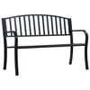 vidaXL Outdoor Patio Bench Park Outdoor Garden Bench for Yard Porch Steel - Black - 2 of 4