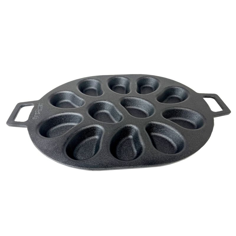 Bayou Classic 7413 Cast Iron 12 Shellfish Shaped Oyster Grill and Serve Kitchen Cooking Pan for Shucked or Half-Shell Seafood, Black, 4 of 8