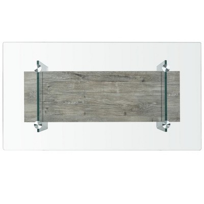 43'' Grey Oak and Glass Rectangular Transitional Coffee Table