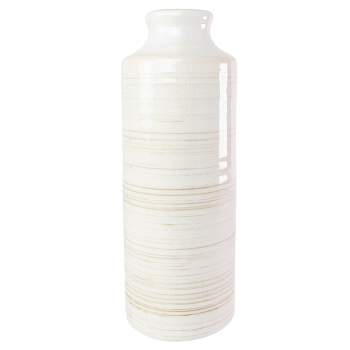 White Swirl Stoneware Vase - Foreside Home & Garden