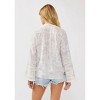 Women's Floral Challis Surplice Top With Lace Trumpet Sleeve - LOVESTITCH - 2 of 4