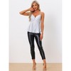 INSPIRE CHIC Women's Sleeveless Deep V Neck Shimmer Metallic Peplum Party Cami Top - 4 of 4