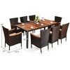 Costway 9PCS Patio Rattan Dining Set  8 Chairs Cushioned Acacia Table Top - image 3 of 4