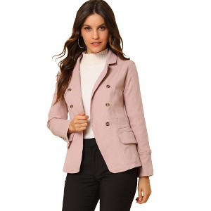 Allegra K Women's Regular Fit Casual Lapel Long Sleeve Denim Pockets Blazer - 1 of 4
