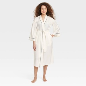 Women's Luxury Collection Shadow Striped Long Satin Robe - Auden™ - 1 of 3