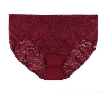 B91xZ Women's Brief Underwear Plus Size Solid High Cut Underwear,M Red 