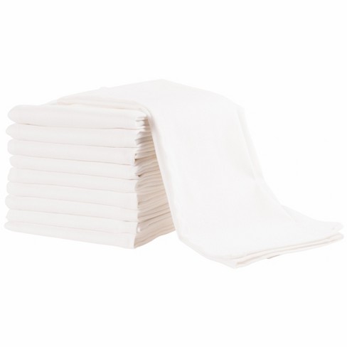 Kaf Home White Kitchen Towels, 10 Pack, 100% Cotton - 20 X 30