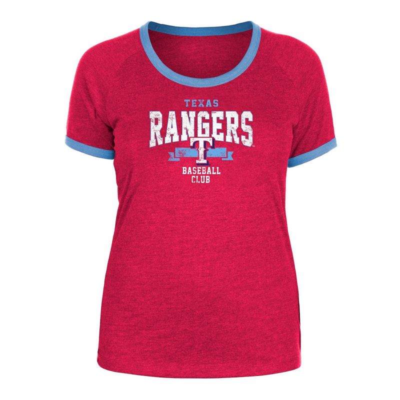 MLB Texas Rangers Women&#39;s Heather Bi-Blend Ringer T-Shirt, 1 of 7