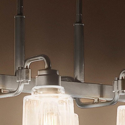 Aivian Black Steel 8-Light Linear Chandelier with Clear Shades