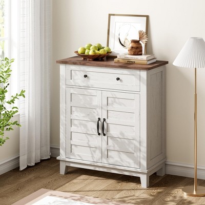 Rustic Storage Cabinet 31.5" Adjustable 3-Tier, Farmhouse Entryway Organizer with Doors