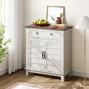 Rustic Storage Cabinet 31.5" Adjustable 3-Tier, Farmhouse Entryway Organizer with Doors - 1 of 4