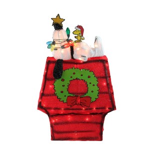 Northlight Lighted Snoopy on Dog House Outdoor Christmas Decoration - 18" - Clear Lights - 1 of 3