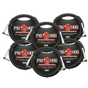 Pig Hog Tour Grade 6 ft Instrument Cable 1/4" to 1/4" Right Angle Connectors (PH6RR) - 6 Pack - 1 of 2