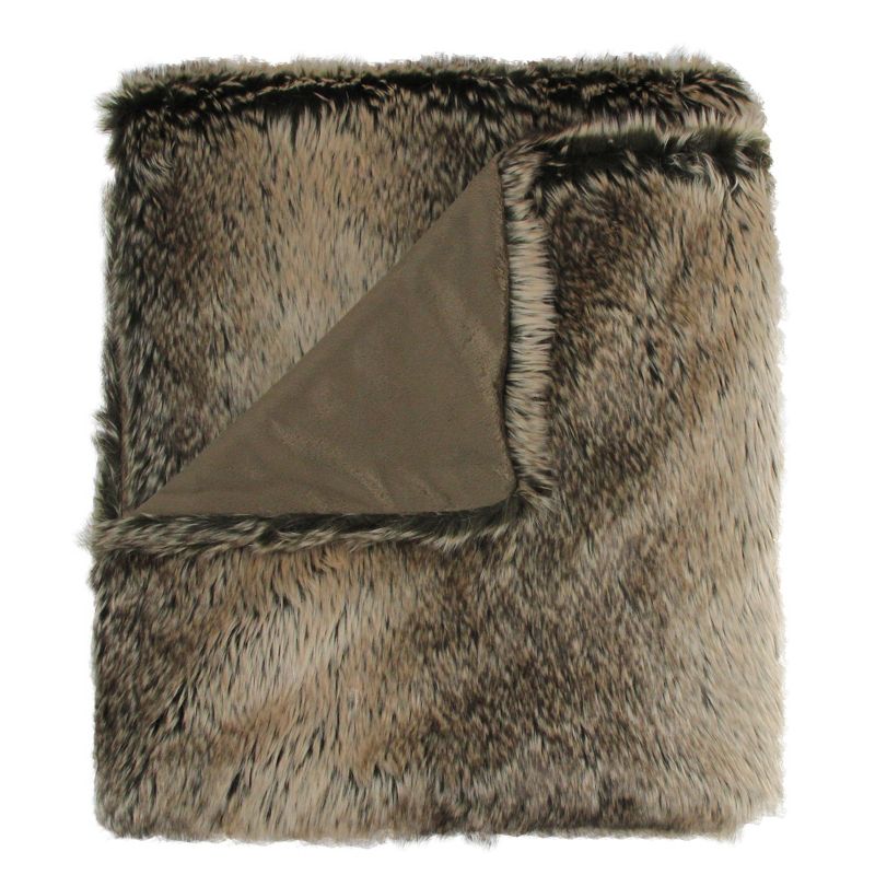 Northlight 50" x 60" Faux Fur Plush Throw Blanket - Brown, 2 of 4
