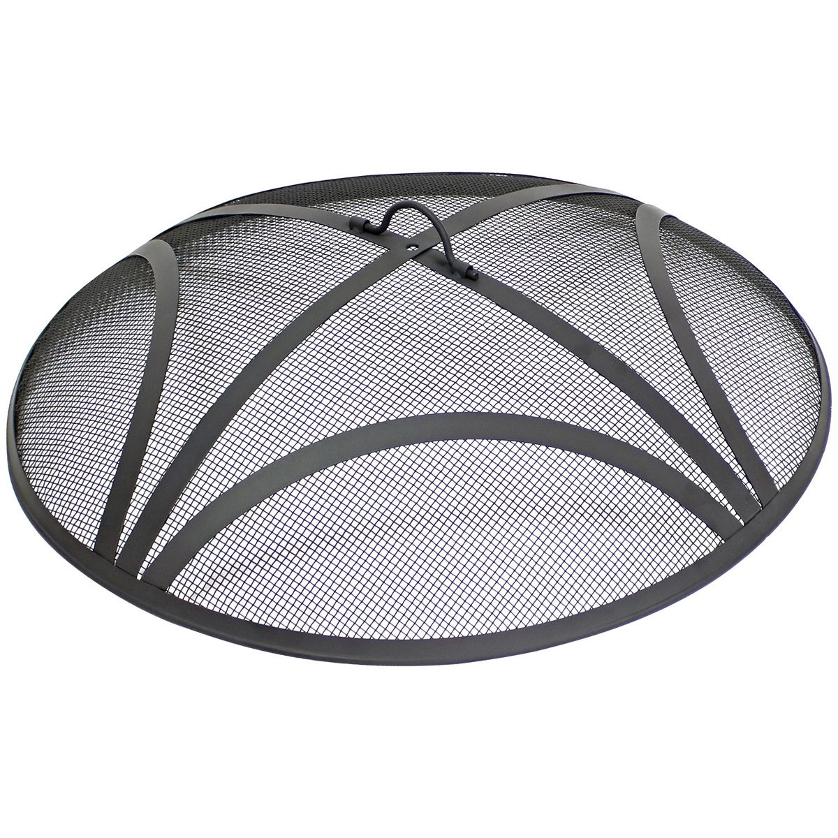 Sunnydaze Outdoor Heavy-Duty Reinforced Steel Round Fire Pit Spark Screen with Ring Handle - Black - thumbnail 6