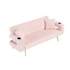 Zeus & Ruta Minimalist Corduroy Sofa with Throw Pillows - 2 of 4