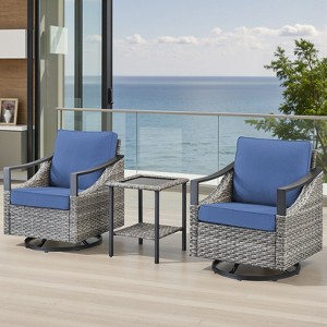 Buenhomino Outdoor Patio Furniture Sets, All-Weather PE Wicker Seating with Swivel Chairs, Sofas, Ottomans & Tables for Garden, Deck & Porch - 1 of 4