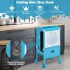 Costway Folding Wooden Kids Kitchen Step Stool with Adjustable Height & Safety Netting - 4 of 4