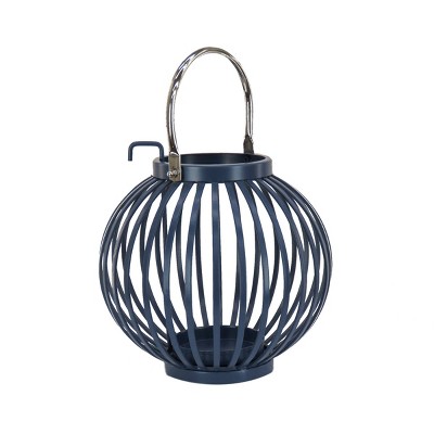 Small Metal Outdoor Candle Holder Lantern Navy - National Tree Company