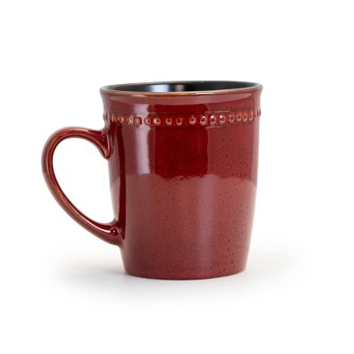 16-Piece Red Stoneware Dinnerware Set with Reactive Glaze