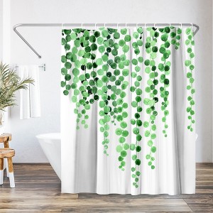 71x74 Minimalist Floral Shower Curtain - 100% Polyester - Water-Resistant Bath Curtain - 1 of 4